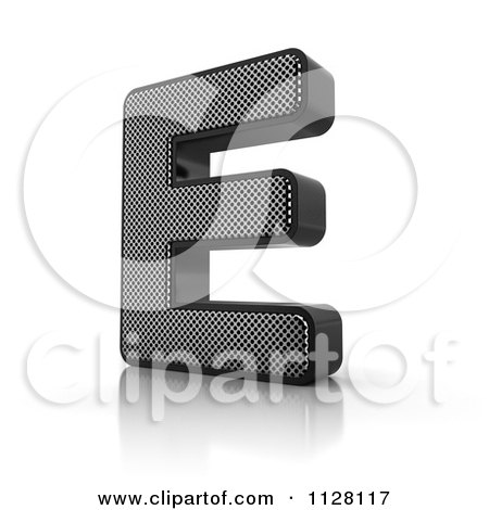 Clipart Of A 3d Perforated Metal Letter E - Royalty Free CGI Illustration by stockillustrations