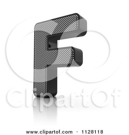 Clipart Of A 3d Perforated Metal Letter F - Royalty Free CGI Illustration by stockillustrations