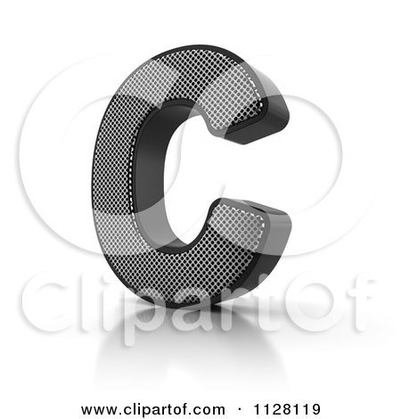 Clipart Of A 3d Perforated Metal Letter C - Royalty Free CGI Illustration by stockillustrations