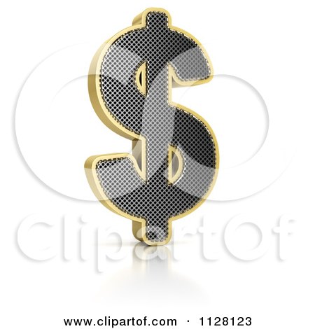 Clipart Of A 3d Gold Rimmed Perforated Dollar Symbol - Royalty Free CGI Illustration by stockillustrations