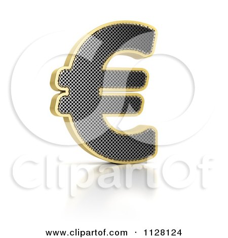 Clipart Of A 3d Gold Rimmed Perforated Euro Symbol - Royalty Free CGI Illustration by stockillustrations