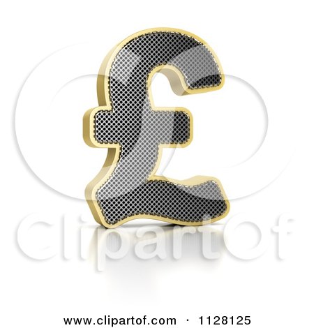 Clipart Of A 3d Gold Rimmed Perforated Pound Sterling Symbol - Royalty Free CGI Illustration by stockillustrations