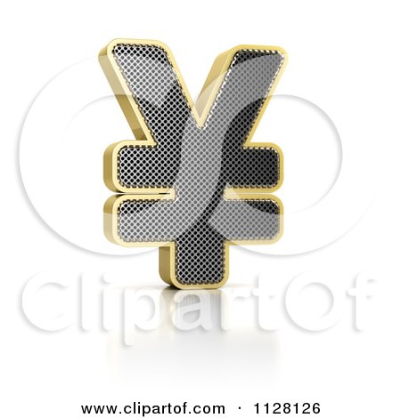 Clipart Of A 3d Gold Rimmed Perforated Yen Symbol - Royalty Free CGI Illustration by stockillustrations