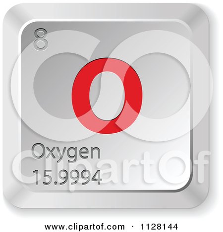 Clipart Of A 3d Red And Silver Oxygen Element Keyboard Button - Royalty Free Vector Illustration by Andrei Marincas