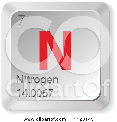 Clipart Of A 3d Red And Silver Nitrogen Element Keyboard Button - Royalty Free Vector Illustration by Andrei Marincas