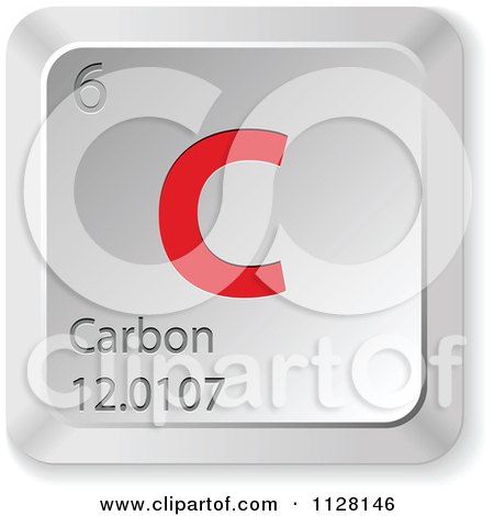 Clipart Of A 3d Red And Silver Carbon Element Keyboard Button - Royalty Free Vector Illustration by Andrei Marincas