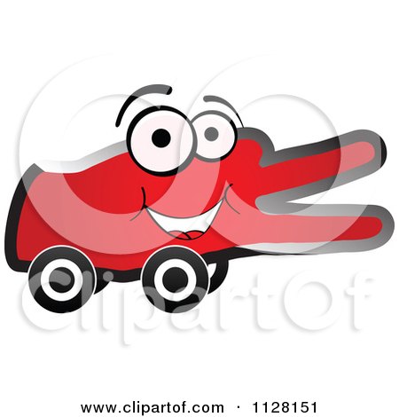 Cartoon Of A Happy Red Victory Hand On Wheels - Royalty Free Vector Clipart by Andrei Marincas