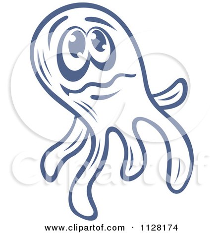 Clipart Of A Cute Blue AMoeba Or Monster 3 - Royalty Free Vector Illustration by Vector Tradition SM