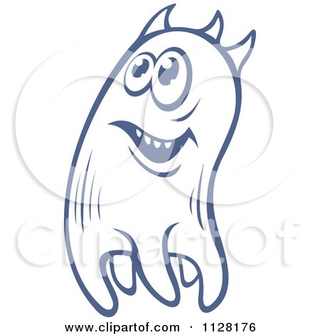 Clipart Of A Cute Blue AMoeba Or Monster 1 - Royalty Free Vector Illustration by Vector Tradition SM