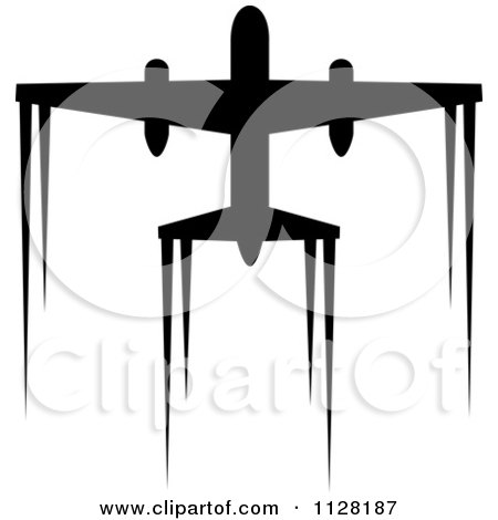 Clipart Of A Black Silhouetted Airplane And Contrails 5 - Royalty Free Vector Illustration by Vector Tradition SM
