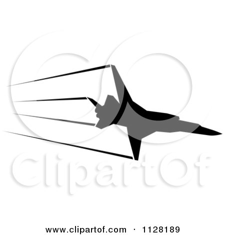 Clipart Of A Black Silhouetted Airplane And Contrails 4 - Royalty Free Vector Illustration by Vector Tradition SM