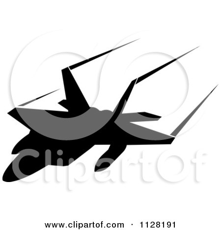 Clipart Of A Black Silhouetted Airplane And Contrails 2 - Royalty Free Vector Illustration by Vector Tradition SM