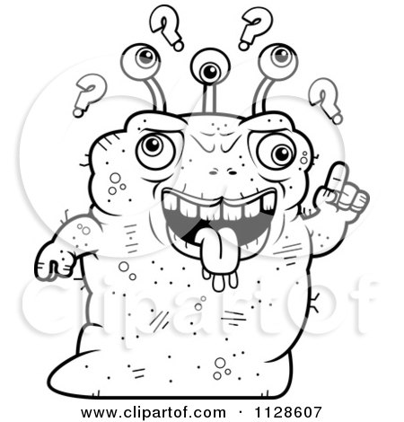 Cartoon Clipart Of An Ugly Dumb Alien - Black And White Vector Coloring Page by Cory Thoman