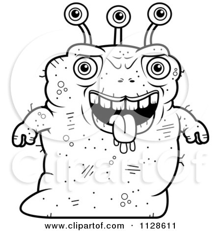 Cartoon Clipart Of An Ugly Alien - Black And White Vector Coloring Page by Cory Thoman