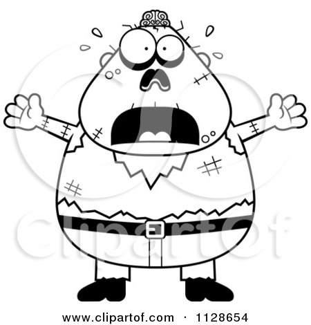 Cartoon Clipart Of An Outlined Frightened Halloween Zombie - Black And White Vector Coloring Page by Cory Thoman