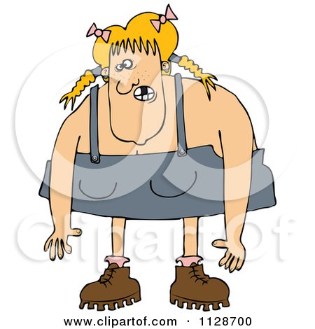 Cartoon Of A Blond Redneck Hillbilly Woman - Royalty Free Vector