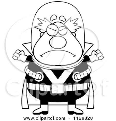 Cartoon Of A Black And White Angry Chubby Male Villain - Vector Clipart by Cory Thoman