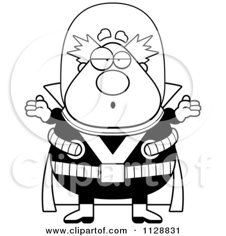 Cartoon Of A Black And White Careless Shrugging Chubby Male Villain - Vector Clipart by Cory Thoman