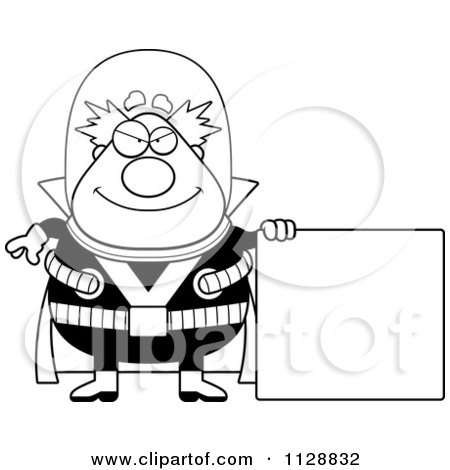 Cartoon Of A Black And White Evil Chubby Male Villain - Vector Clipart by Cory Thoman