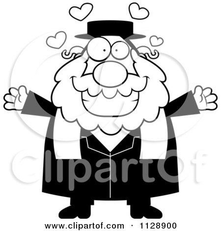 Cartoon Of A Black And White Loving Rabbi - Vector Clipart by Cory Thoman