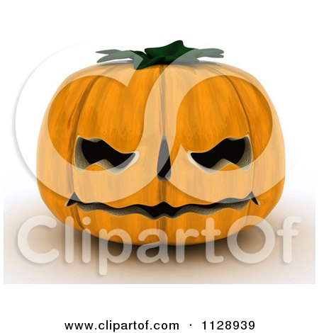 Clipart Of A 3d Carved Halloween Jackolantern Pumpkin - Royalty Free CGI Illustration by KJ Pargeter