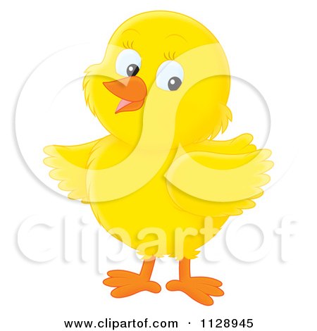 Cartoon Of A Cute Yellow Chick Looking To The Side - Royalty Free Clipart by Alex Bannykh
