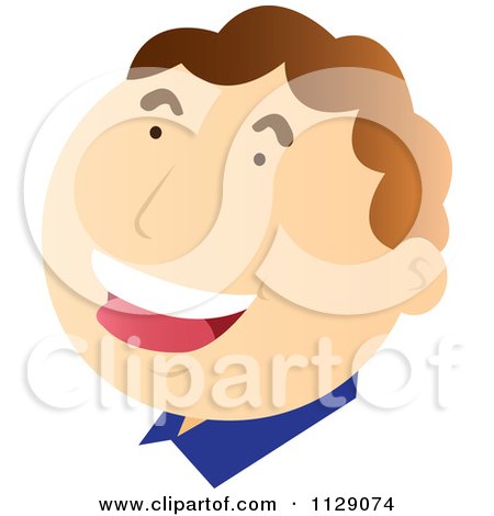 Cartoon Of A Laughing Mans Face 1 - Royalty Free Vector Clipart by YUHAIZAN YUNUS