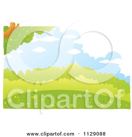 Cartoon Of A Nature Scene Of Bushes And A Tree Branch - Royalty Free Vector Clipart by YUHAIZAN YUNUS