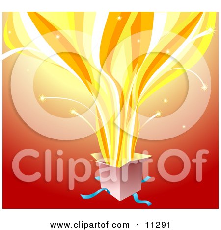 Magical Sparks and Flames Exploding Out of a Present Box Clipart Picture by AtStockIllustration