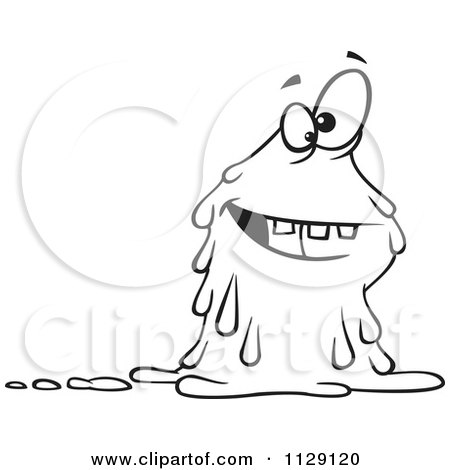 Cartoon Of An Outlined Slimy Monster - Royalty Free Vector Clipart by toonaday