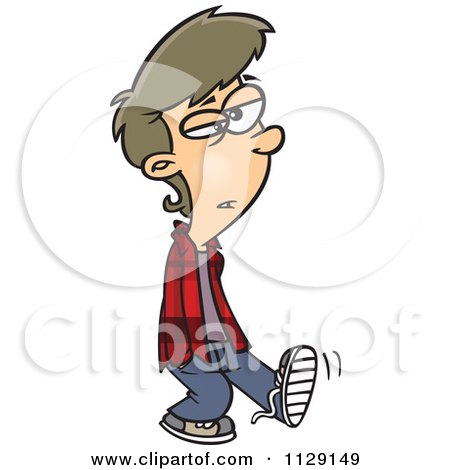 Cartoon Of A Teenage Boy Walking With His Hands In His Pockets - Royalty Free Vector Clipart by toonaday
