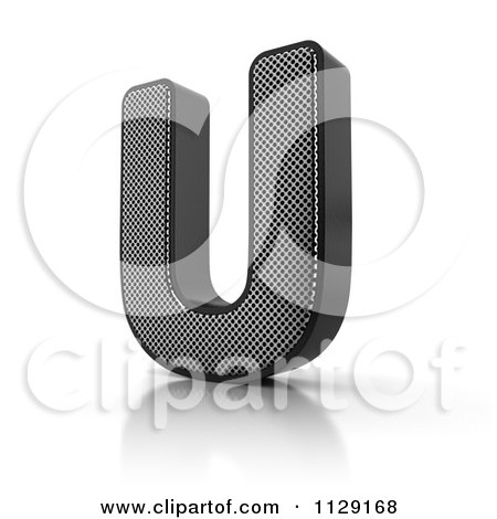 Clipart Of A 3d Perforated Metal Letter U - Royalty Free CGI Illustration by stockillustrations