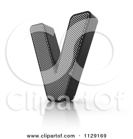 Clipart Of A 3d Perforated Metal Letter V - Royalty Free CGI Illustration by stockillustrations