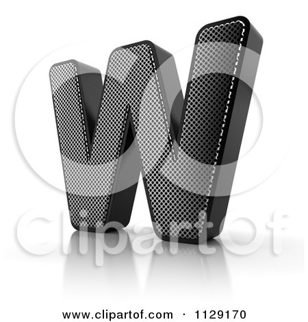 Clipart Of A 3d Perforated Metal Letter W - Royalty Free CGI Illustration by stockillustrations