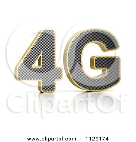 Clipart Of 3d Perforated Gold Rimmed Metal 4G - Royalty Free CGI Illustration by stockillustrations