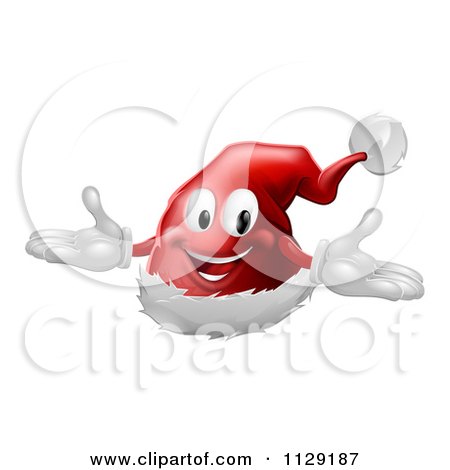 Clipart Of A Happy Smiling Christmas Santa Hat Mascot - Royalty Free Vector Illustration by AtStockIllustration