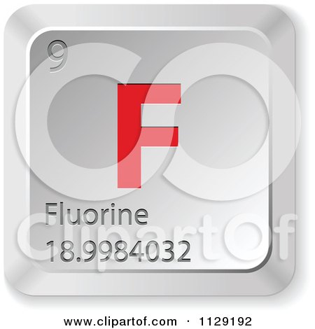 Clipart Of A 3d Red And Silver Fluorine Element Keyboard Button - Royalty Free Vector Illustration by Andrei Marincas