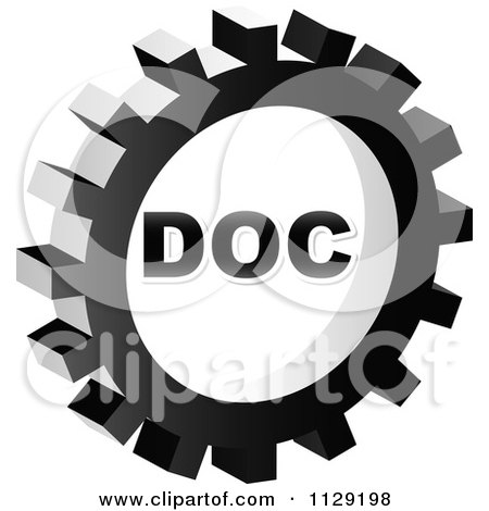 Clipart Of A Grayscale Doc Gear Cog Icon - Royalty Free Vector Illustration by Andrei Marincas