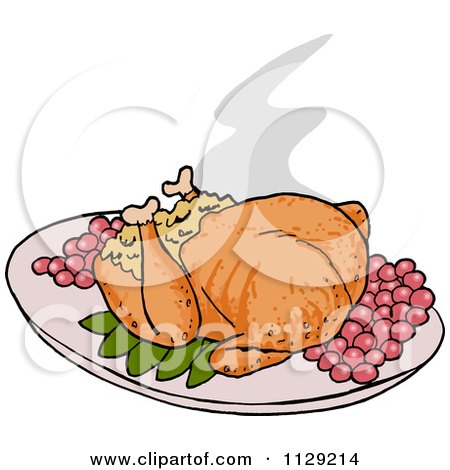 Cartoon Of A Roasted Thanksgiving Turkey - Royalty Free Vector Clipart by LaffToon