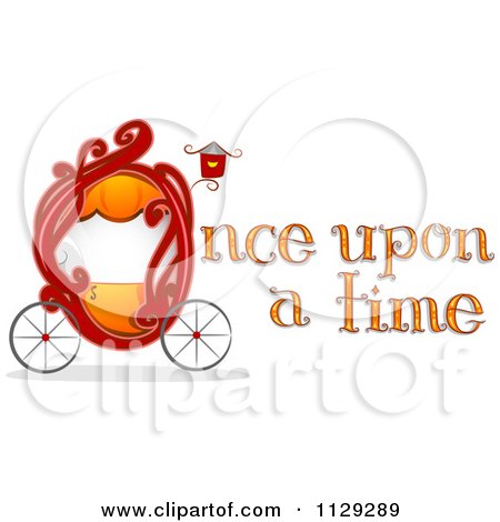 Cartoon Of Once Upon A Time Text With A Fairy Tale Carriage - Royalty Free Vector Clipart by BNP Design Studio
