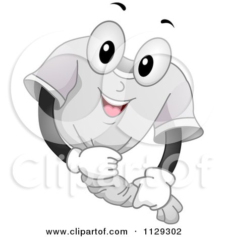 Cartoon Of A Happy Shirt Mascot Wringing Itself Out - Royalty Free Vector Clipart by BNP Design Studio