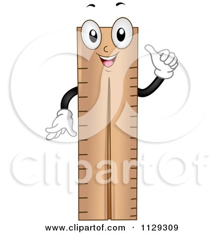 Cartoon Of A Happy Ruler Mascot Holding A Thumb Up - Royalty Free Vector Clipart by BNP Design Studio