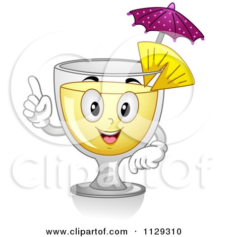 Cartoon Of A Happy Pina Colada Cocktail Mascot - Royalty Free Vector Clipart by BNP Design Studio