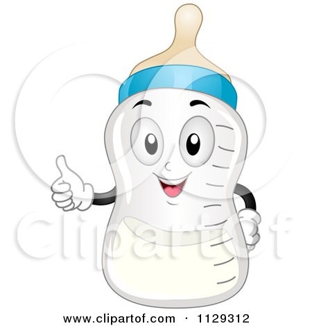 Cartoon Of A Happy Baby Milk Bottle Holding A Thumb Up - Royalty Free Vector Clipart by BNP Design Studio
