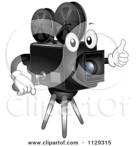 Cartoon Of A Happy Analog Movie Camera Mascot Holding A Thumb Up - Royalty Free Vector Clipart by BNP Design Studio