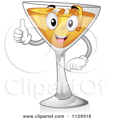Cartoon Of A Happy Apple Jack Cocktail Holding A Thumb Up - Royalty Free Vector Clipart by BNP Design Studio
