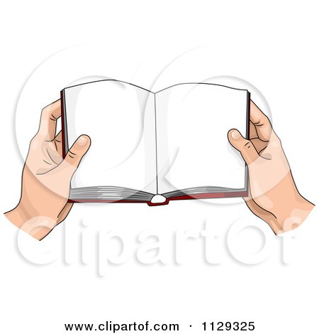 Cartoon Of Hands Holding An Open Book - Royalty Free Vector Clipart by BNP Design Studio