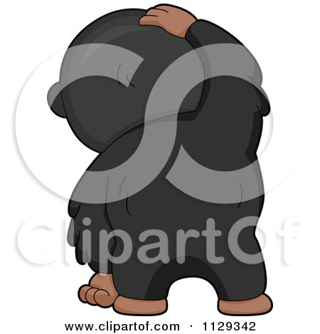 Cartoon Of A Gorilla Behind - Royalty Free Vector Clipart by BNP Design Studio