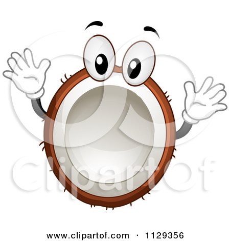 Cartoon Of A Coconut Mascot Holding A Thumb Up - Royalty Free Vector Clipart by BNP Design Studio