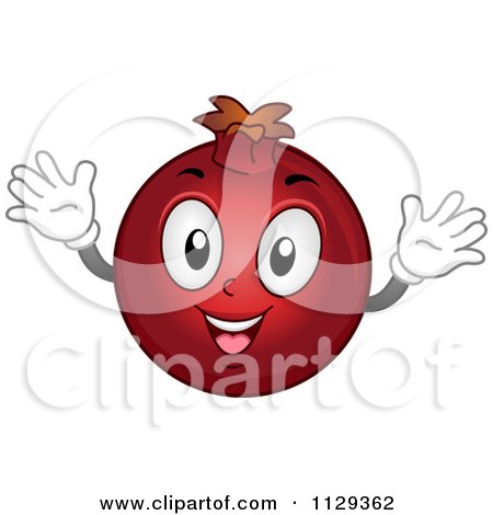 Cartoon Of A Pomegranate Mascot Holding A Thumb Up - Royalty Free Vector Clipart by BNP Design Studio